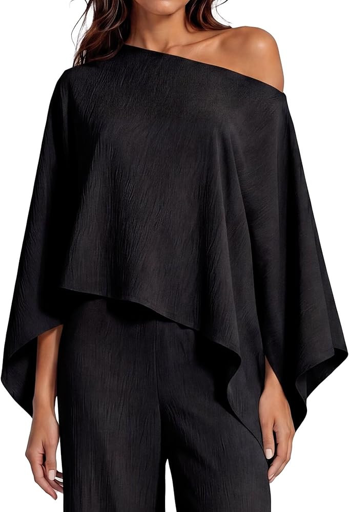 Sunzel Multiway Off Shoulder Top for Women Asymmetrical Poncho Shawl V Boat Neck Wrap Festival Boho Beach Vacation Cover Up | Amazon (US)