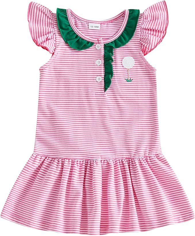 Toddler Baby Girl Golf Outfit Golf Hole Embroidery Sleeveless Dress Lapel Collar A Line Dresses C... | Amazon (US)