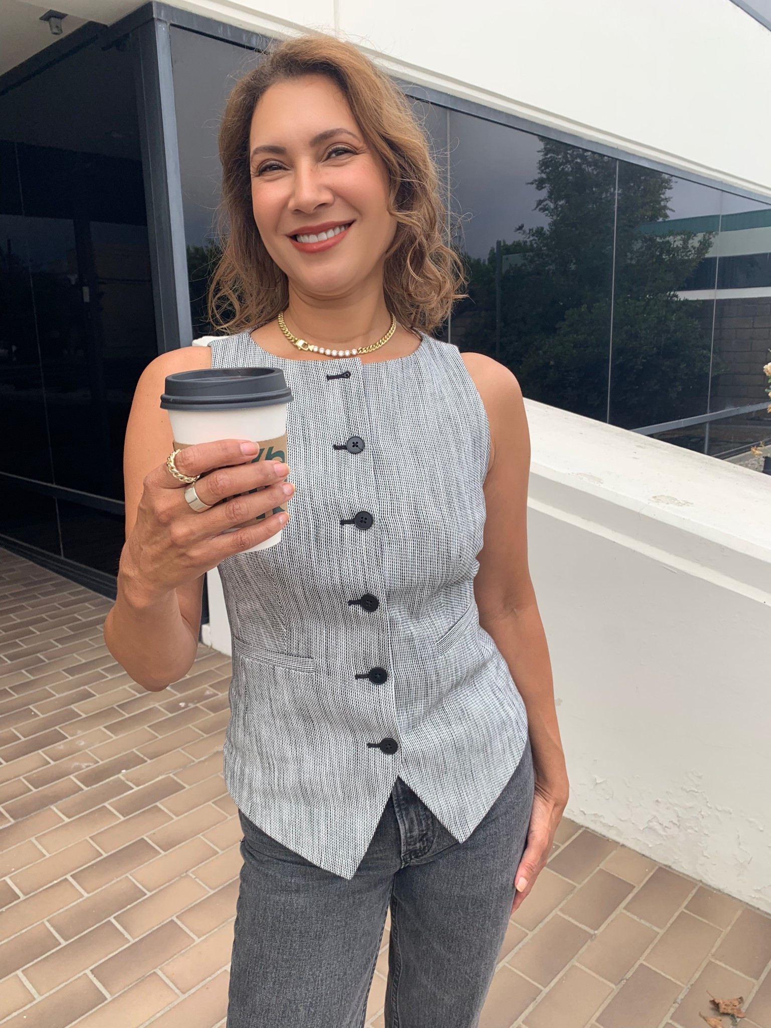 Hi I’m Christina! I love sharing elevated style, and mixing affordable and mid range pieces to achieve that casual, elevated look.  I think it’s amazing how accessories bump up the style quotient, so I love sharing those with you too!  I’m 5’3, 115 pounds, and at 62, I’m really enjoying the midlife journey.
💗 I’m so glad you’re here! Hit the follow button, and subscribe to get notified about sales and deals.
This boat neck vest is so cute in the office.  Style with jeans and heels or mesh flats. Layer in some of my jewelry pieces for a more polished look.
I’m so glad you’re here girl! Scroll to shop follow for more.
#LTKStyletip

#LTKOver40 #LTKSeasonal #LTKWorkwear