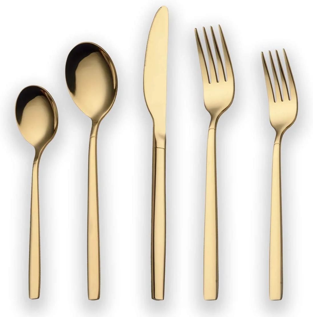 20 Pieces Gold Plated Stainless Steel Flatware Set, Sliverware Cutlery Set Service for 4, Mirror ... | Walmart (US)