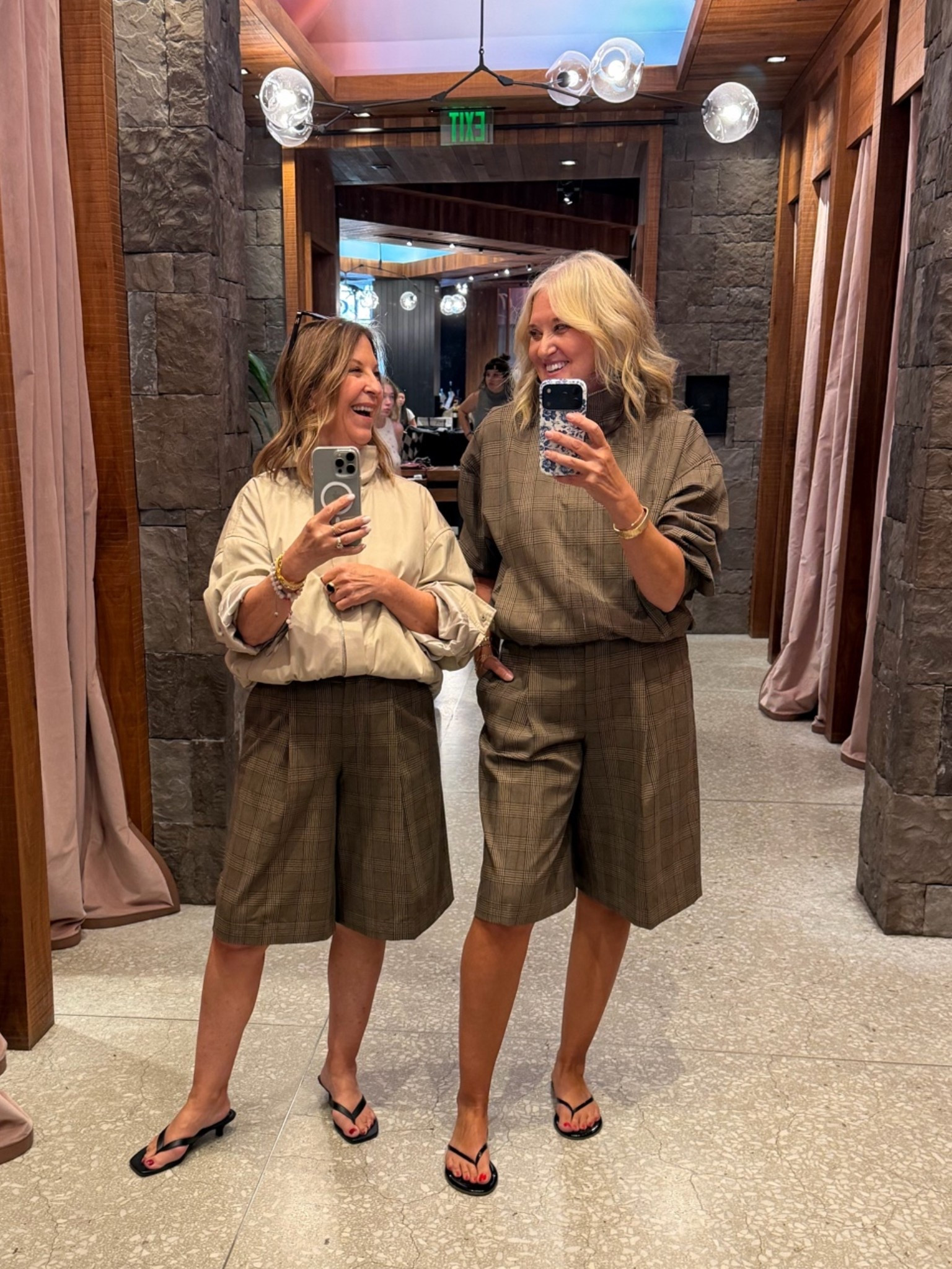 String on clothes at @Aritzia  with my friend Sandy!
Me: 5’8 size 8 in shorts (I sized up) and small in bomber!
Sandy: 5’2 size 2 in shorts and she wears an xxs is bomber!

#LTKdayinmylife #LTKootd #LTKOver40