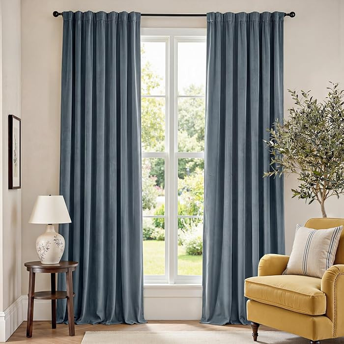 Lazzzy Velvet Blackout Curtains Thermal Insulated Room Window Drapes Super Soft Luxury Curtains f... | Amazon (US)