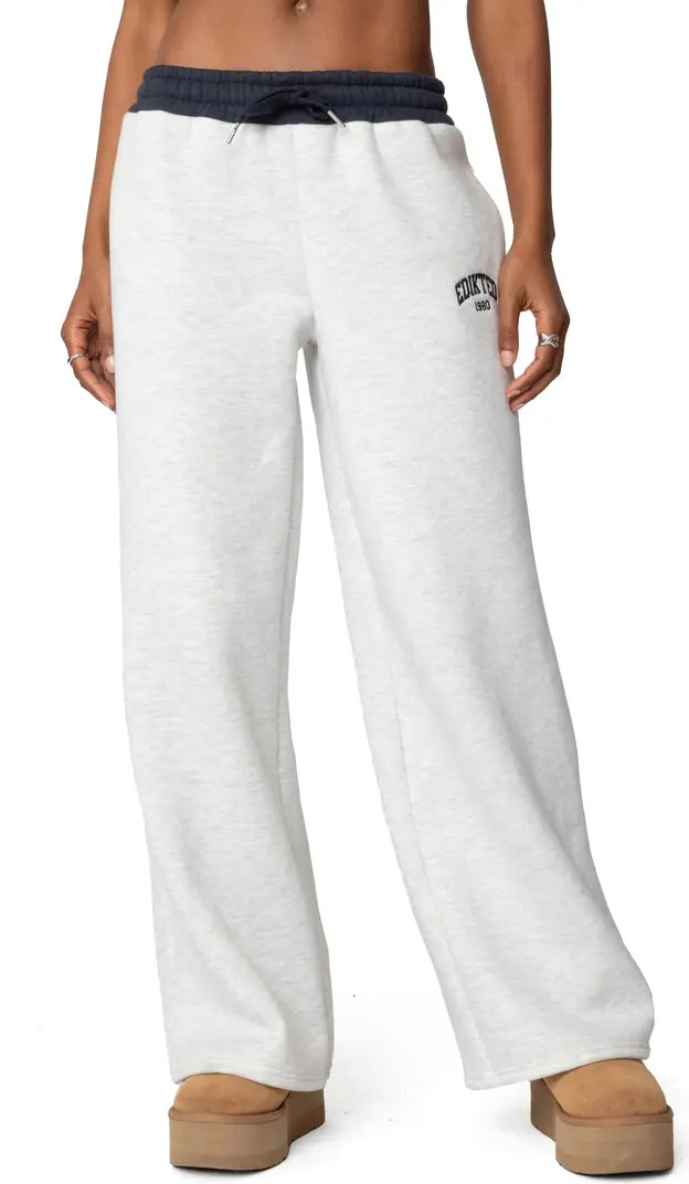 Contrast Waist Logo Wide Leg Sweatpants | Nordstrom