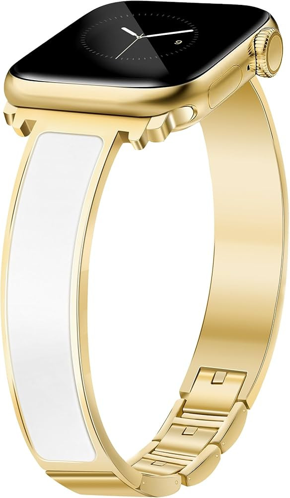 Gold Slim Watch Bands for Women Compatible with Apple Watch 46mm 38mm 40mm 41mm 42mm 44mm 45mm 49... | Amazon (US)