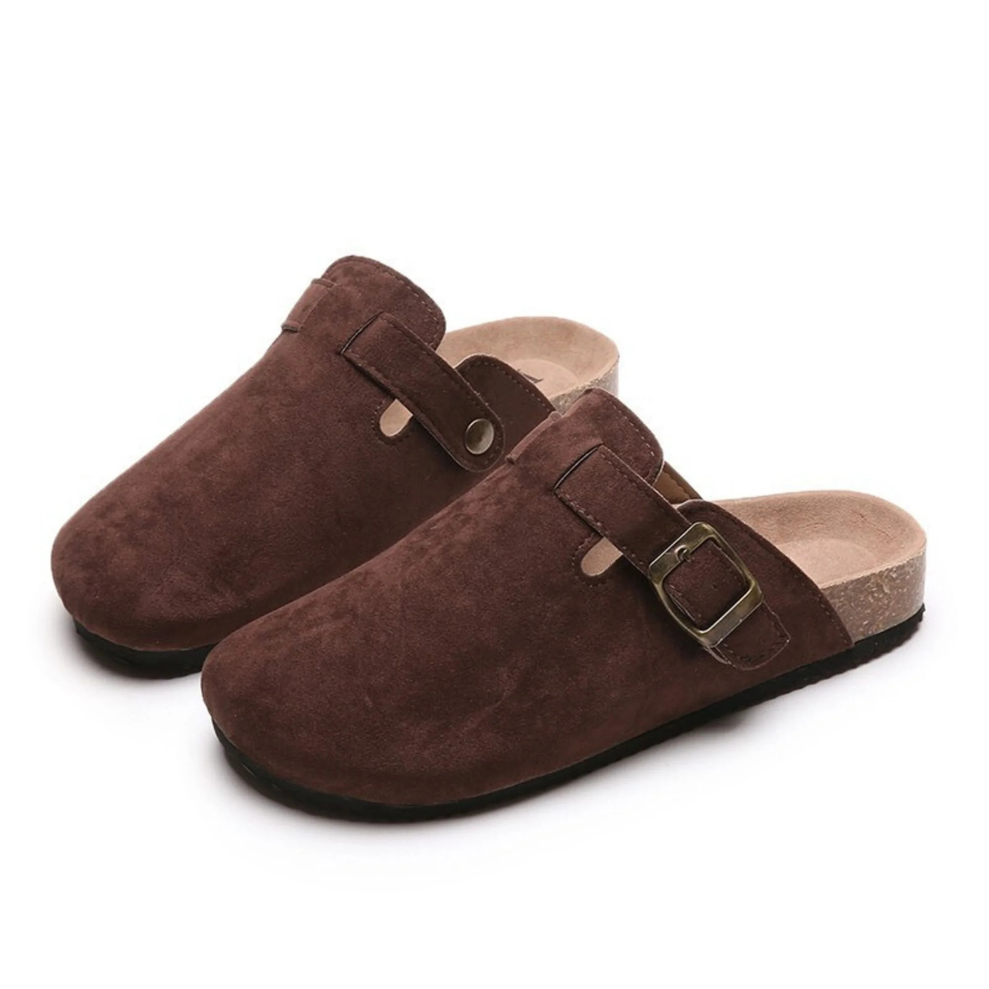 BERANMEY Women's Suede Clogs & Mules Stylish Leather Mules with Arch Support and Cork Footbed Cou... | Walmart (US)