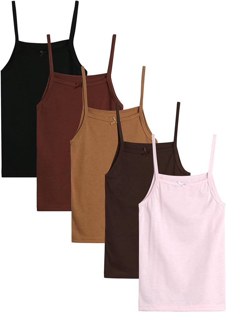 Girls' Undershirt - 5 Pack Soft and Breathable Cotton Cami Tank Top - Camisole Tops for Girls (2T... | Amazon (US)