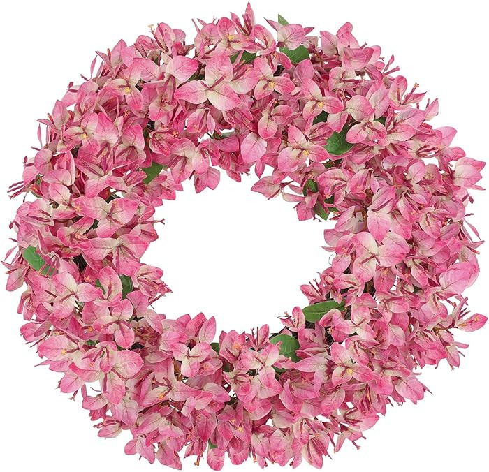 Briful Spring Wreaths for Front Door 18in Artificial Bougainvillea Flower Wreath Silk Floral Hang... | Amazon (US)
