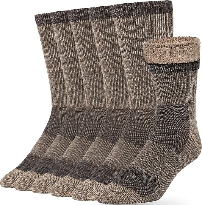 Alvada Merino Wool Hiking Socks Thermal Warm Crew Winter Boot Sock For Men & Women 3 Pairs | Amazon (US)