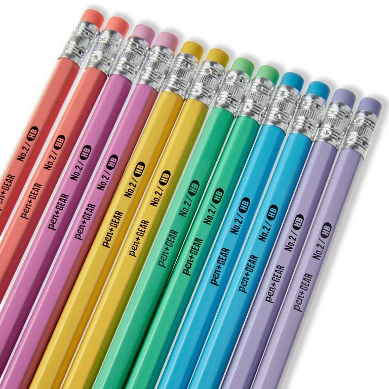Pen+Gear No. 2 Wood Pencils, Pastel, 12 Count - Walmart.com | Walmart (US)