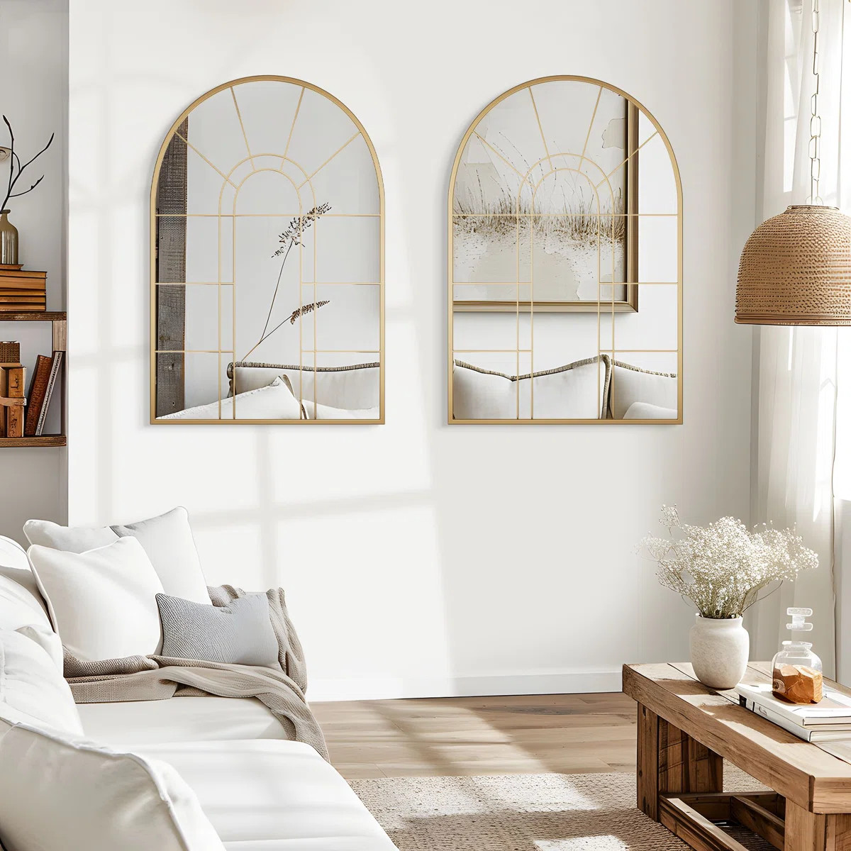 Barreto Arch Window Pane Metal Wall Mirror | Wayfair North America