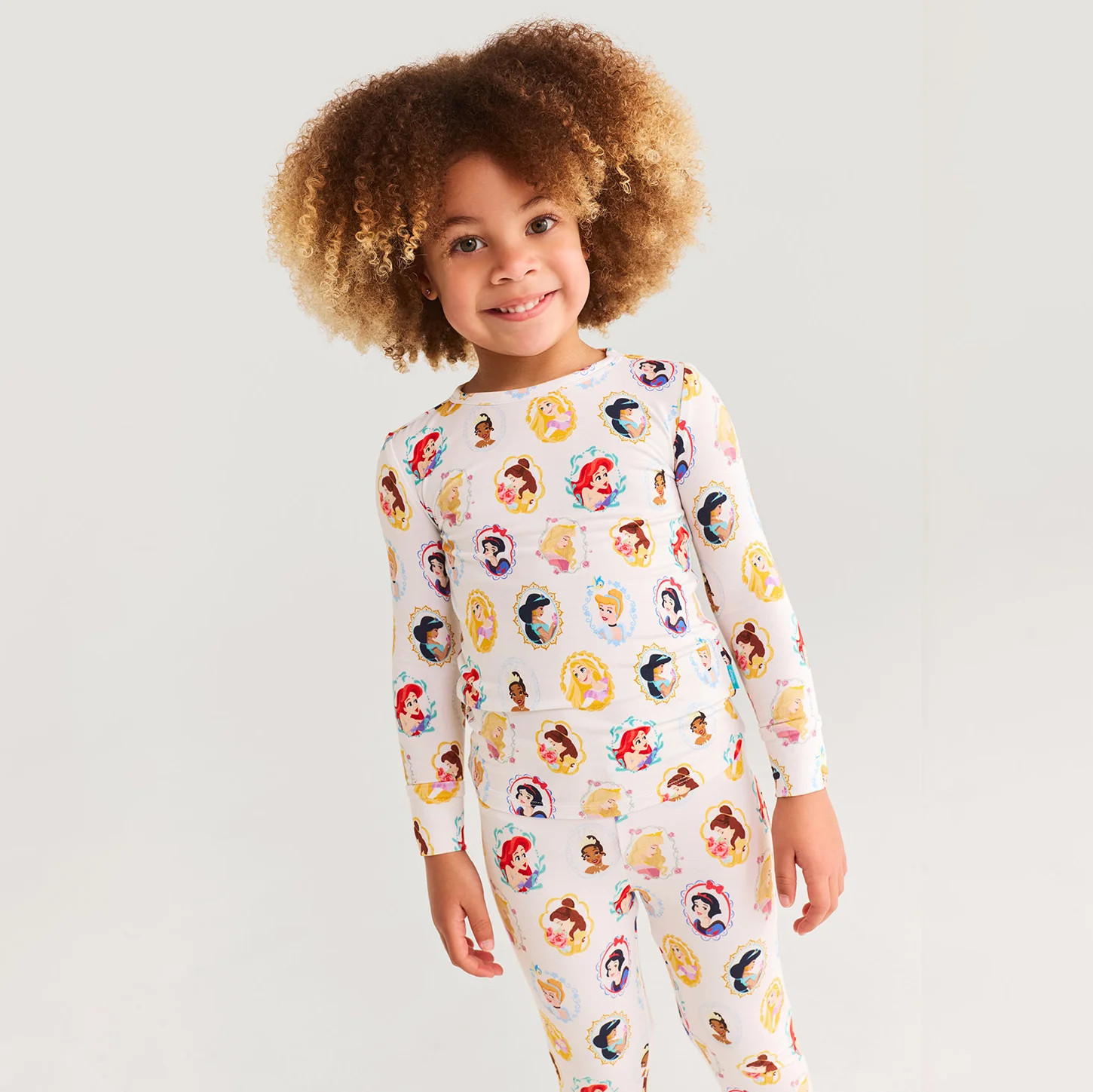 Photos Pink Long Sleeve Disney Princess Portraits Classic Pajama Set | Posh Peanut® | Posh Peanut