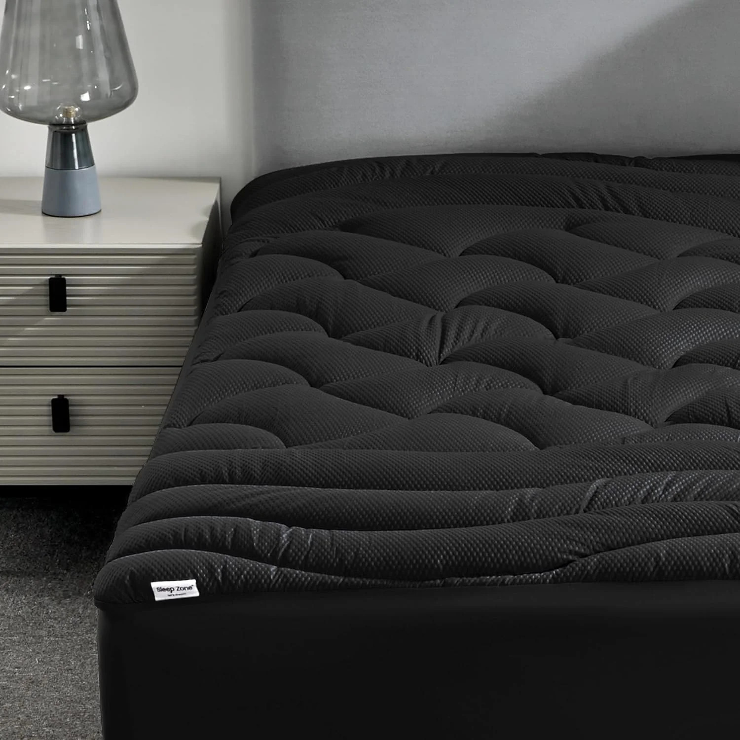 Premium Zoned Cooling Mattress Pad - Black | Sleep Zone