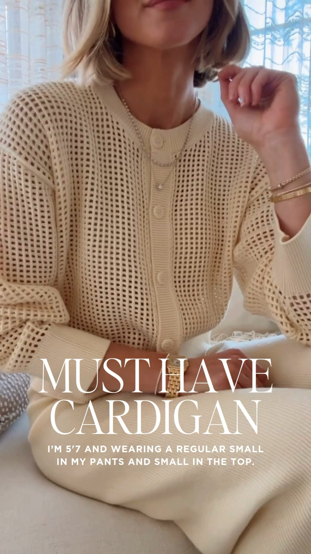 The open-stitch design creates depth and a soft reveal beneath, while the lightweight knit keeps the silhouette clean and refined.

#LTKootd #LTKSeasonal