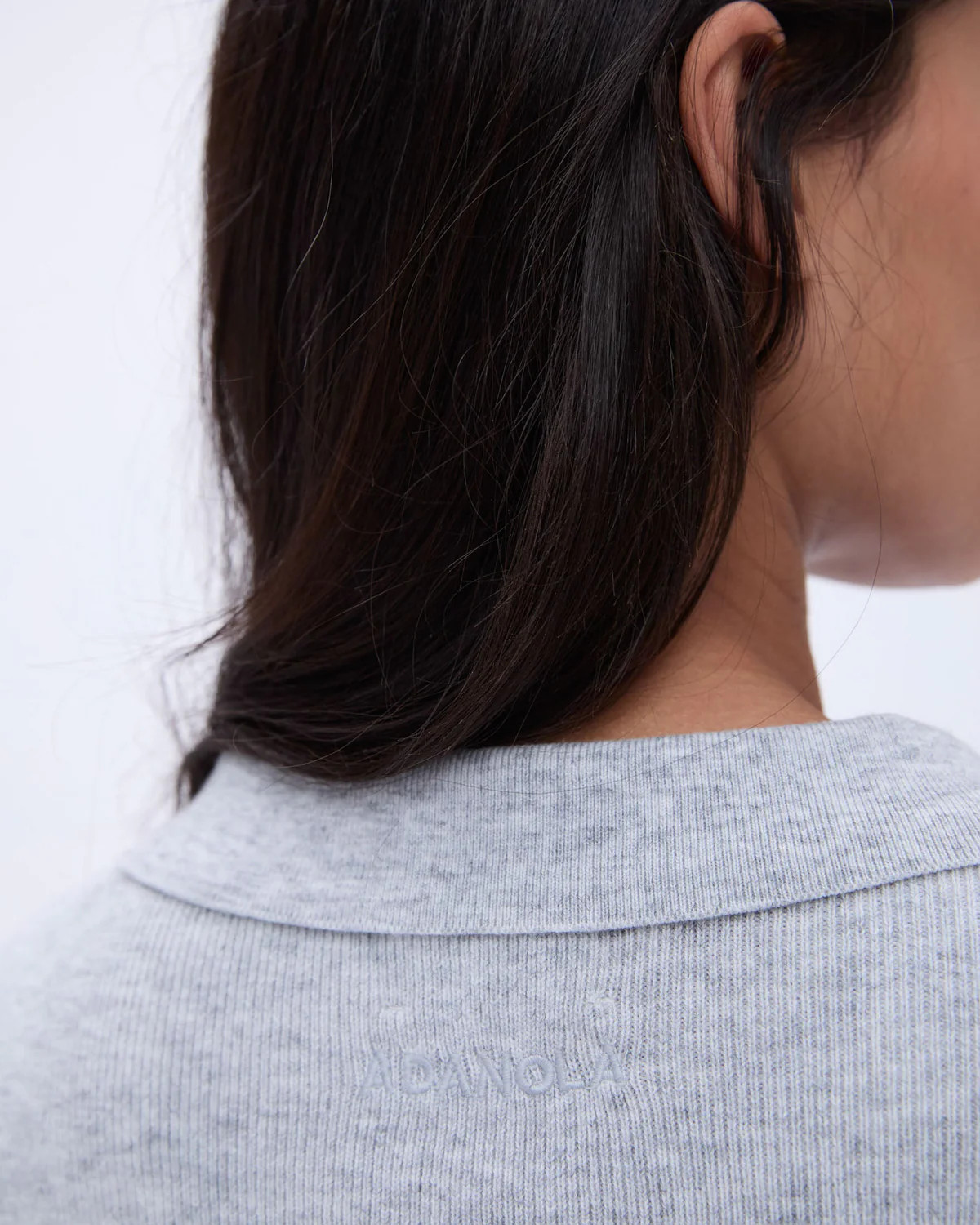 Knit Long Sleeve Button Up Top - Light Grey Melange | Adanola UK
