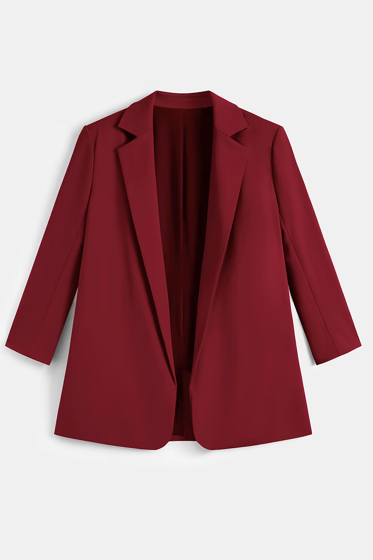 x JoJo Red Wine Longline Blazer | Cupshe US