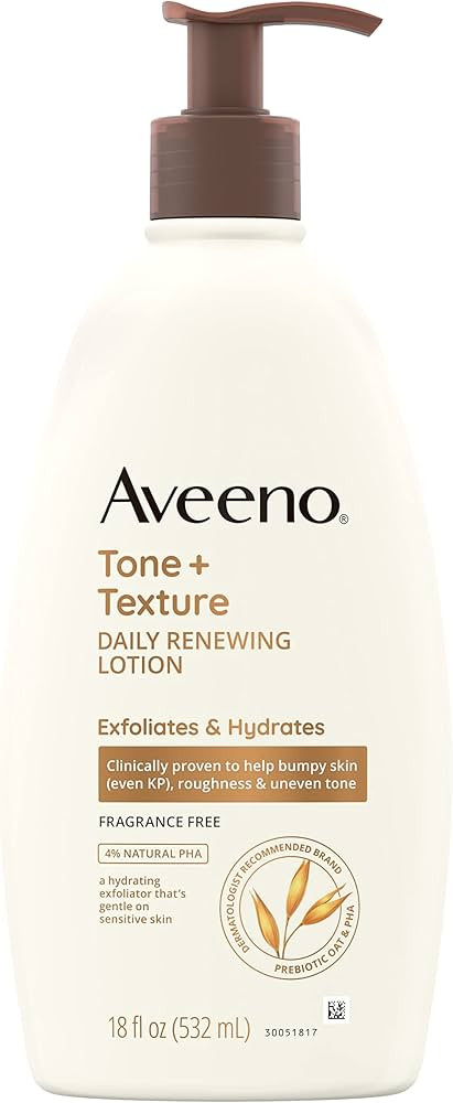 Aveeno Tone + Texture Daily Renewing Lotion With Prebiotic Oat, Gentle Lotion Exfoliates & Hydrat... | Amazon (US)