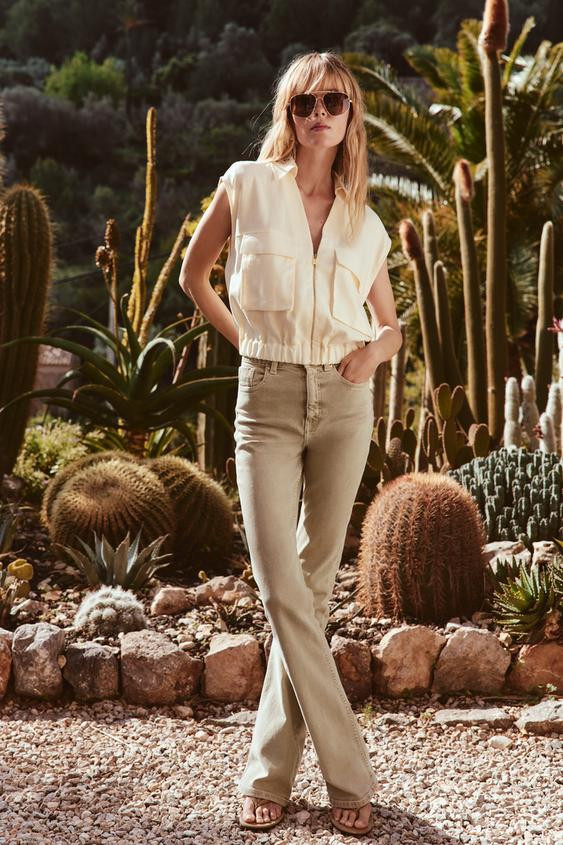 LINEN BLEND TOP WITH ELASTICATED HEM | Zara UK