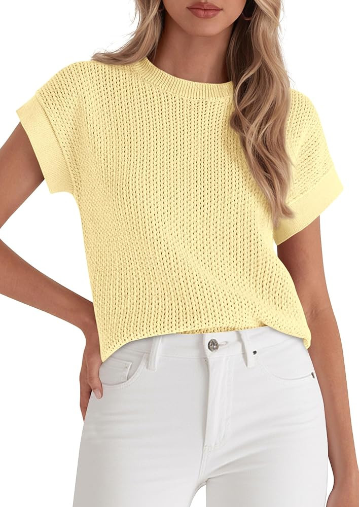 PRETTYGARDEN Women's Summer Sweater Vest Crochet Tops | Amazon (US)