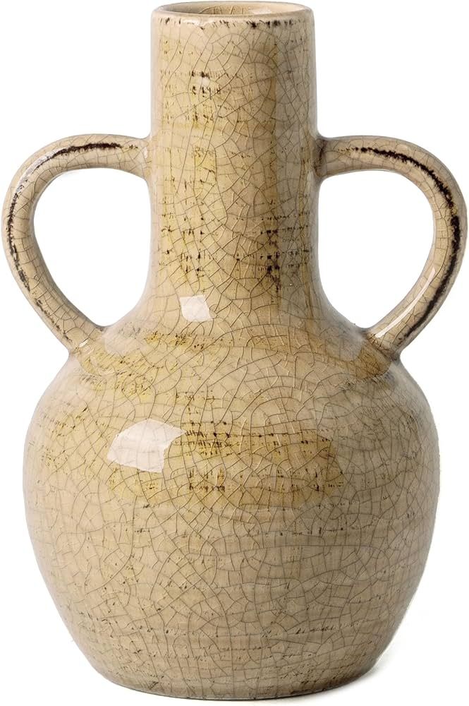 VICTOR & TERESA Ceramic Vase for Home Decor, Rustic Beige Vases for Flowers, Farmhouse Decorative... | Amazon (US)