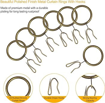 40 Pcs Metal Curtain Drapery Rings Curtain Rod Rings and 40 Pcs Metal Curtain Drapery Hooks Drape... | Amazon (US)