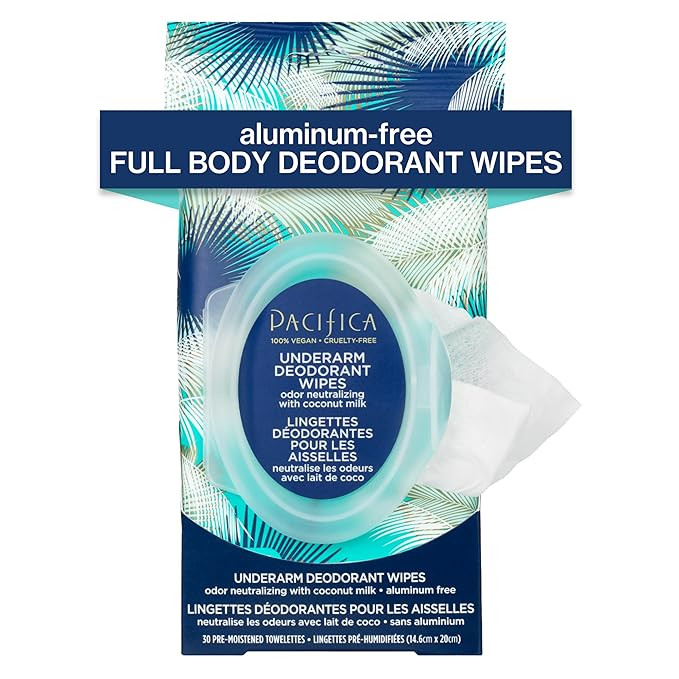 Pacifica Deodorant Wipes - Coconut Milk Underarm & Full Body Deodorant Wipes - Removes Sweat & Oi... | Amazon (US)