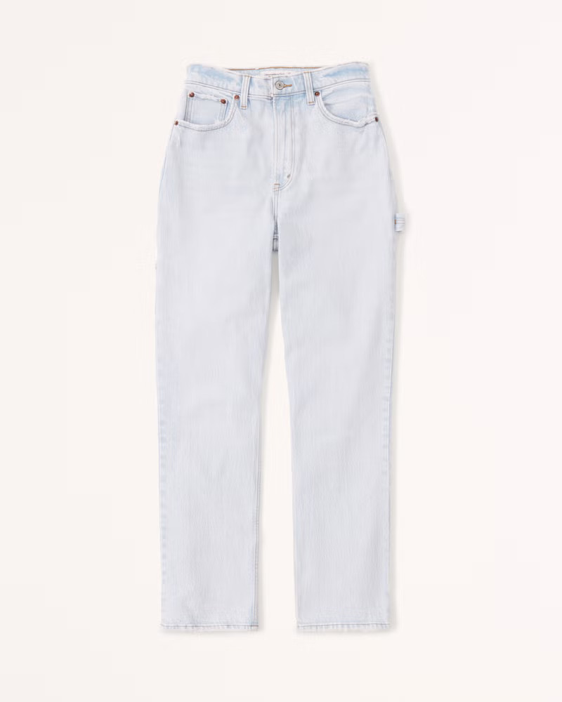 Abercrombie & Fitch Women's Curve Love Ultra High Rise 90s Straight Carpenter Jean in Light With Carpenter Details - Size 29 | Abercrombie & Fitch (US)