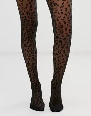 ASOS DESIGN leopard tights in black | ASOS | ASOS (Global)