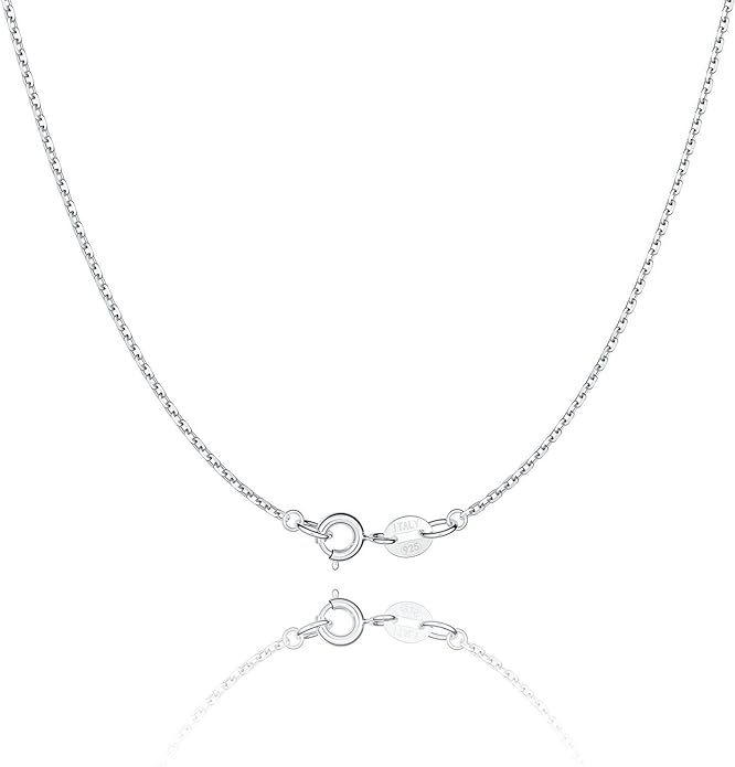 Jewlpire 925 Sterling Silver Chain Necklace Chain for Women Girls 1.1mm Cable Chain Necklace Upgr... | Amazon (US)
