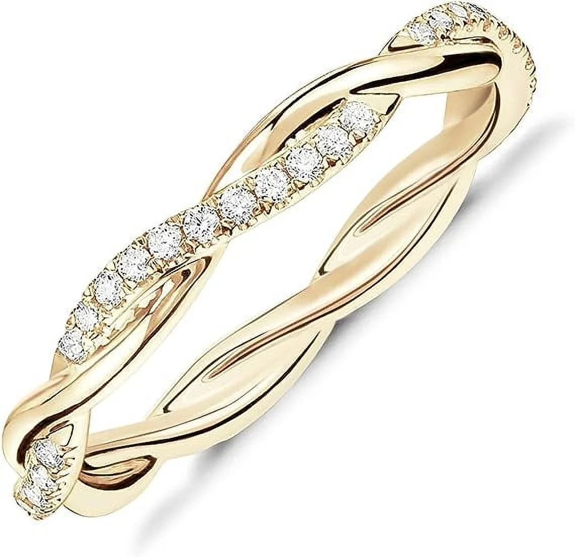 PAVOI 14K Gold Plated Cubic Zirconia Twisted Rope Eternity Band Yellow Gold for Women Size 7 - Wa... | Walmart (US)