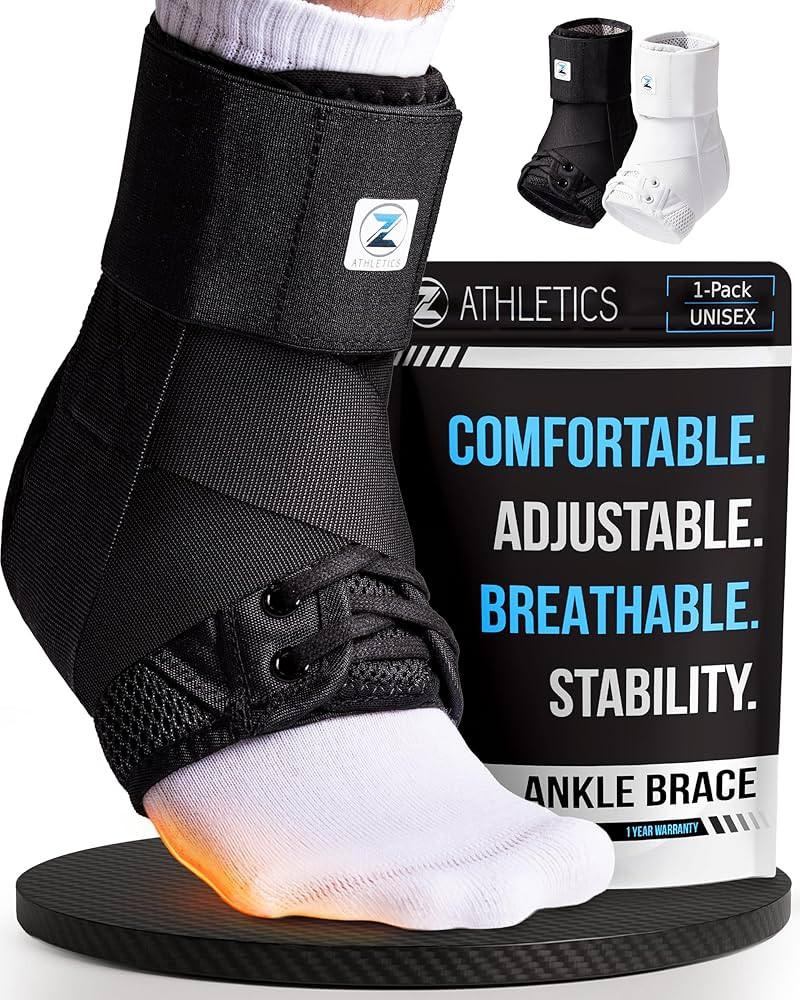 Z ATHLETICS Ankle Brace for Women & Men - Lace Up Adjustable Support with Side Stabilizers for Sp... | Amazon (US)