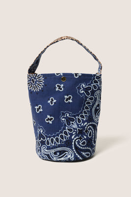 EVEREVE Women's Mylee Bandana Bucket Bag, Navy/Tan Blue | Evereve