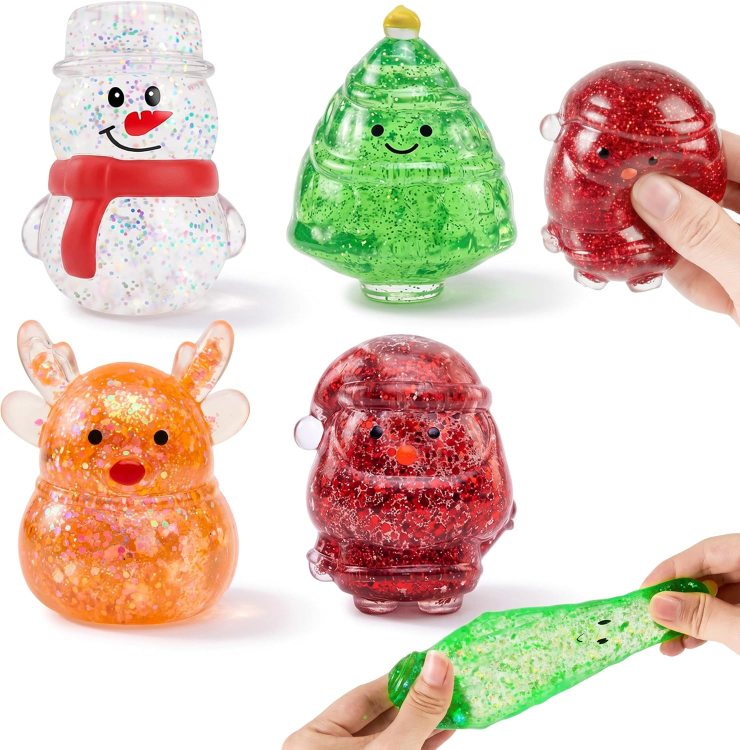 JOYIN 4 PCS Chrisstmas Glitter Squishy Toys, Slow Rising Squishy Toys, Anxiety Relief Stress Balls, Xmas Fidget Suiqhsy Toy for Kids Teens, Christmas Funny Toy for Boys Girls, Classroom Prize | Amazon (US)