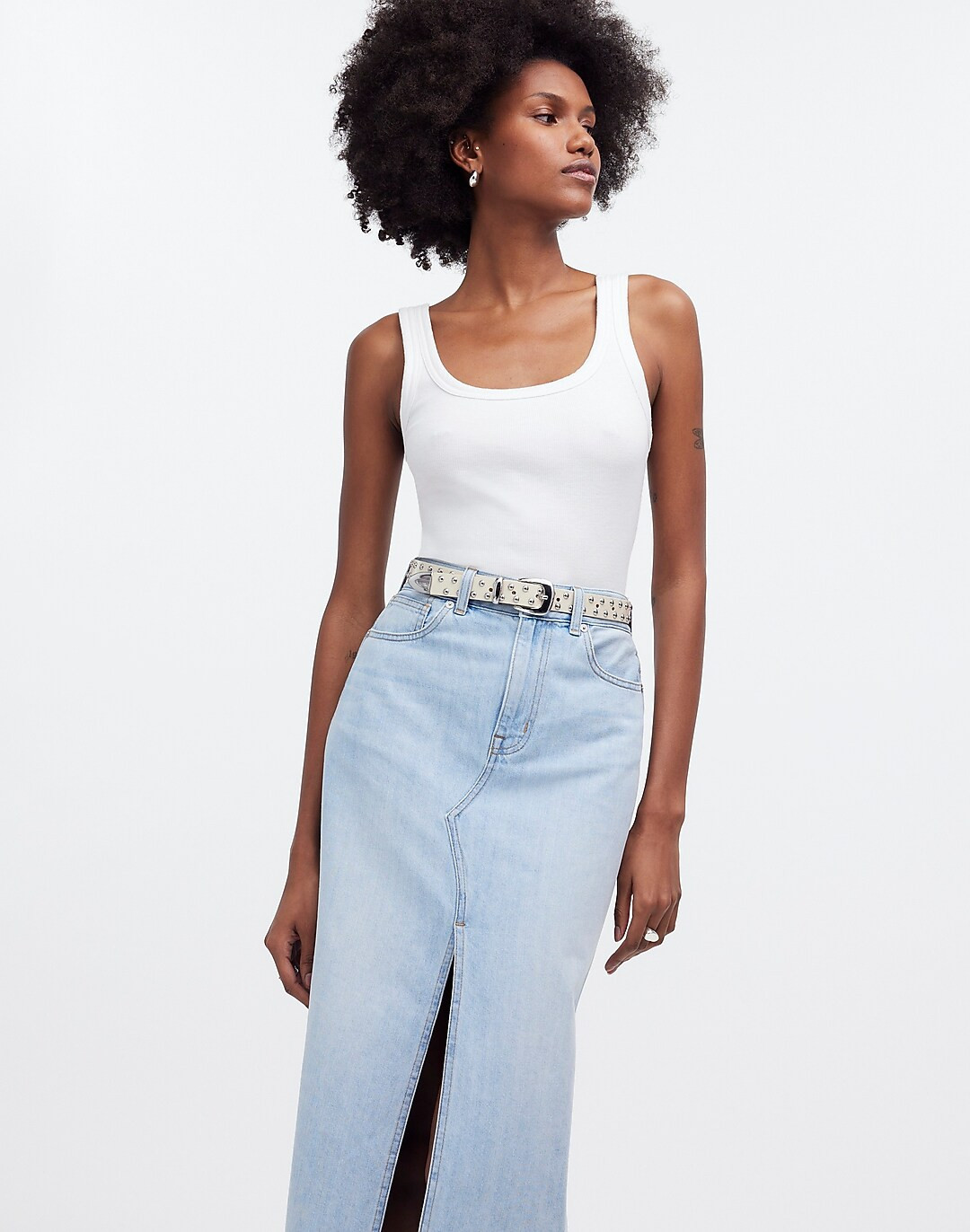 The Rilee Denim Midi Skirt in Fitzgerald Wash | Madewell