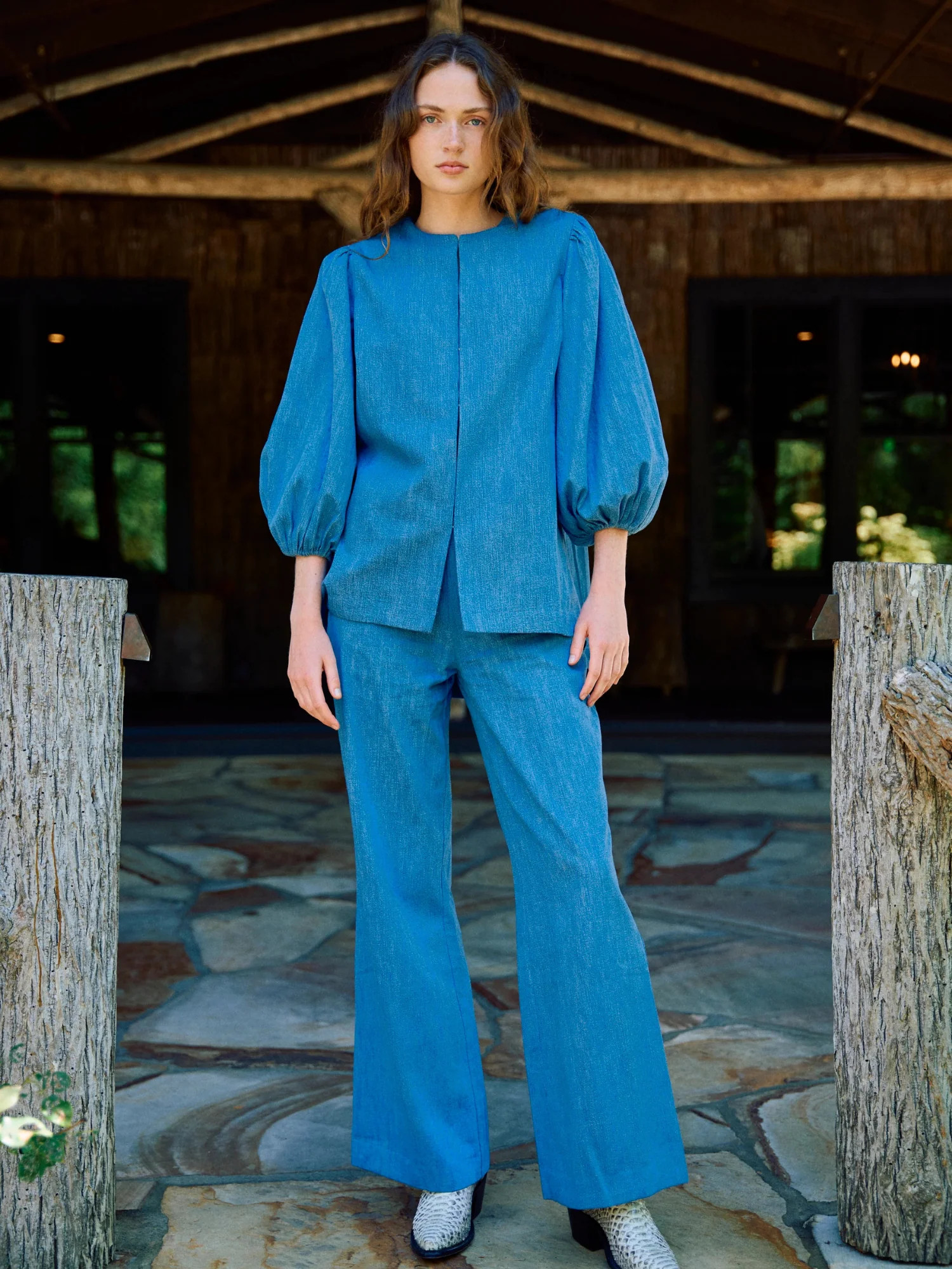 Bronco Bellini Blouse in Denim | Beau & Ro