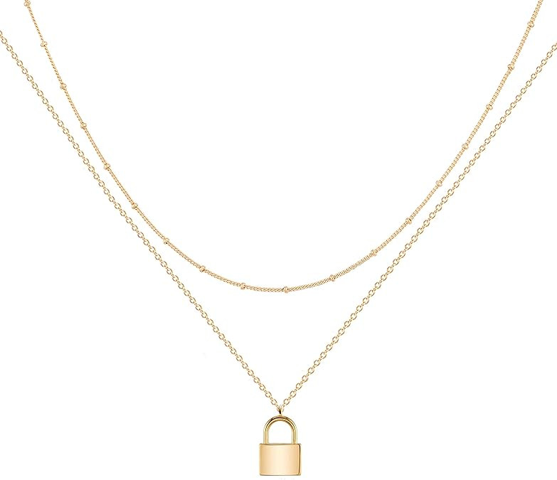 MEVECCO Layered Heart Necklace Pendant Handmade 18k Gold Plated Dainty Gold Choker Arrow Bar Laye... | Amazon (US)