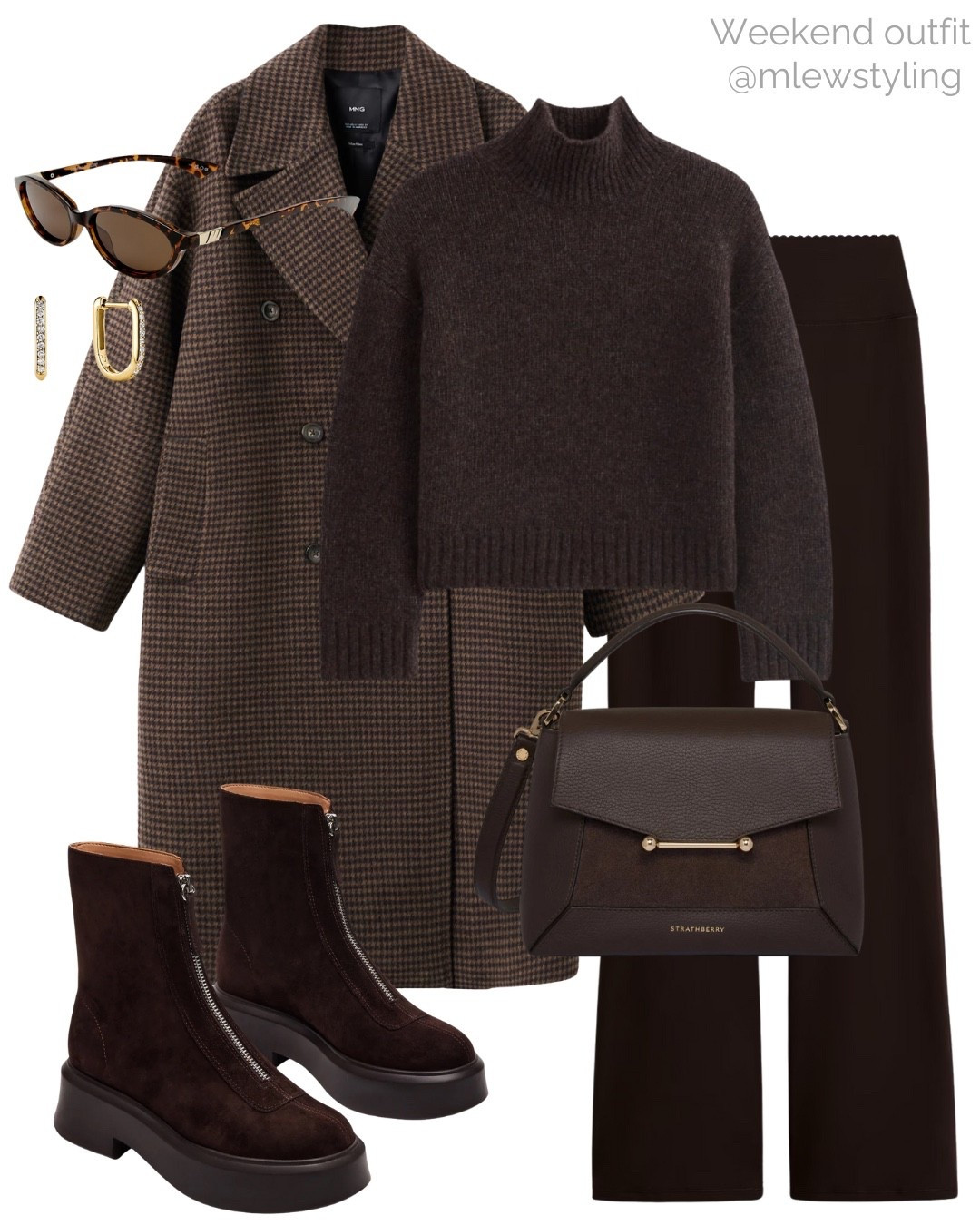 Chocolate brown winter outfit 🤎

Tags: Everlane turtleneck sweater, oversized mango checked wool coat, Steve Madden winter boots, strathberry bag, revolve sunglasses, brown flared leggings, neutral aesthetic, casual workwear, weekend outfit, espresso brown 

#LTKWorkwear #LTKFindsUnder100 #LTKootd