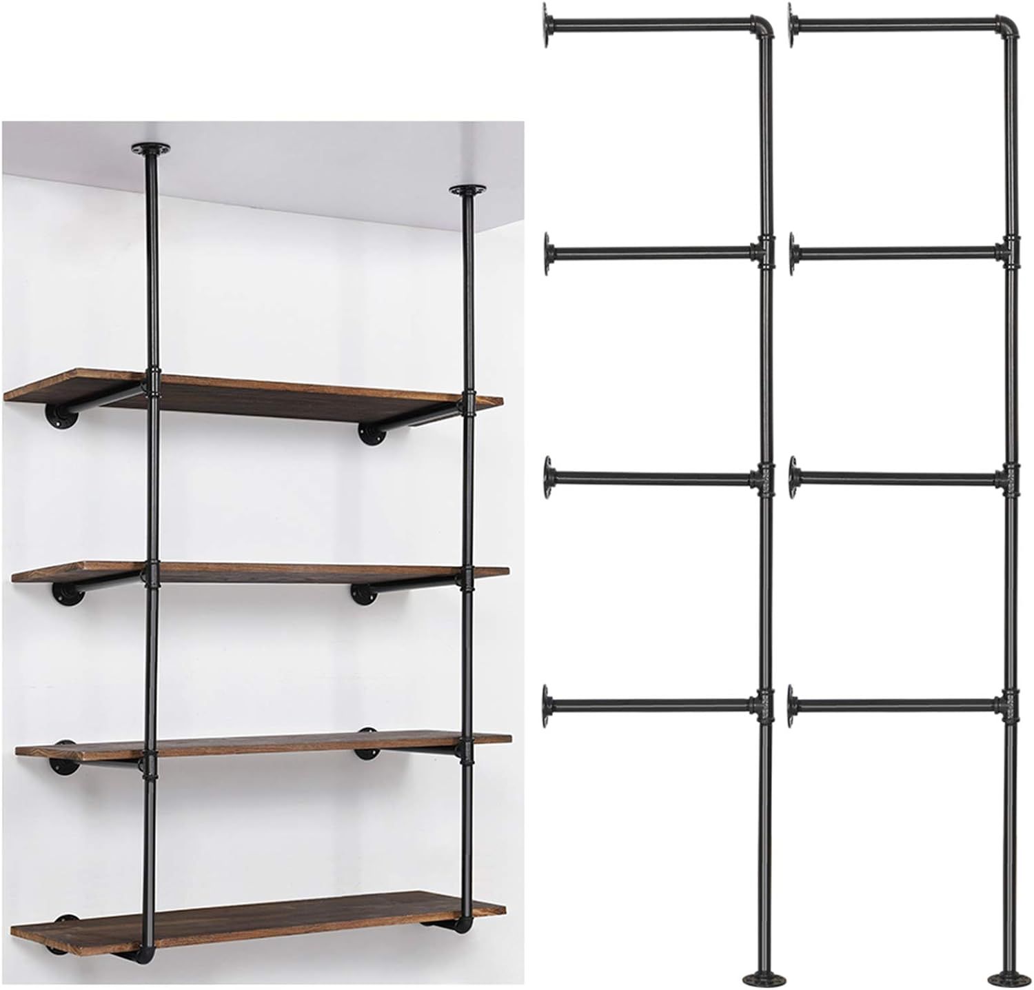 LIANTRAL Industrial Wall Mount Iron Pipe Shelf, DIY Open Bookshelf, Retro Storage Shelves Pipe Sh... | Amazon (US)