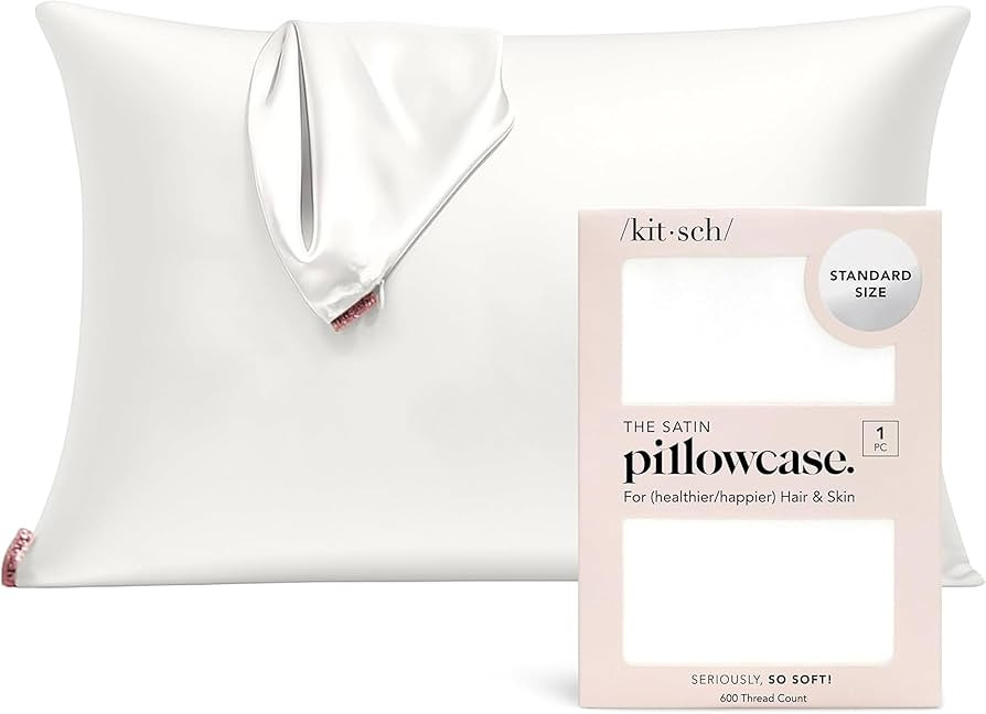 Kitsch Satin Pillowcase with Zipper for Hair & Skin - Softer Than Silk Pillow Cases, Smooth Cooli... | Amazon (US)