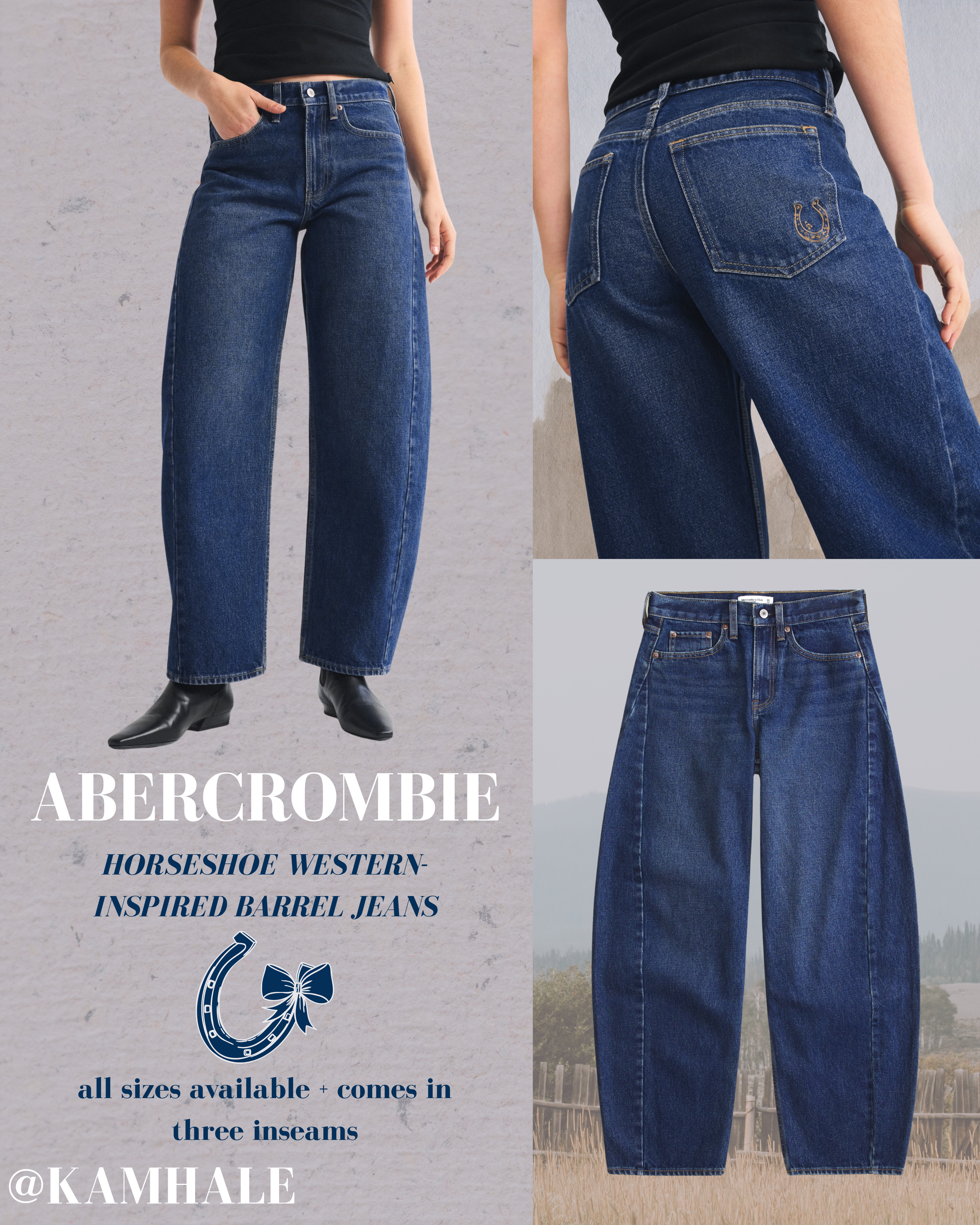 The cutest Mid-Rise Barell Jeans from Abercrombie & Fitch now come with horseshoe western inspired embroidery on the back pocket ❤️ Available now in all sizes and comes in three inseams! 

 

#LTKgrwm #LTKootd #LTKTall