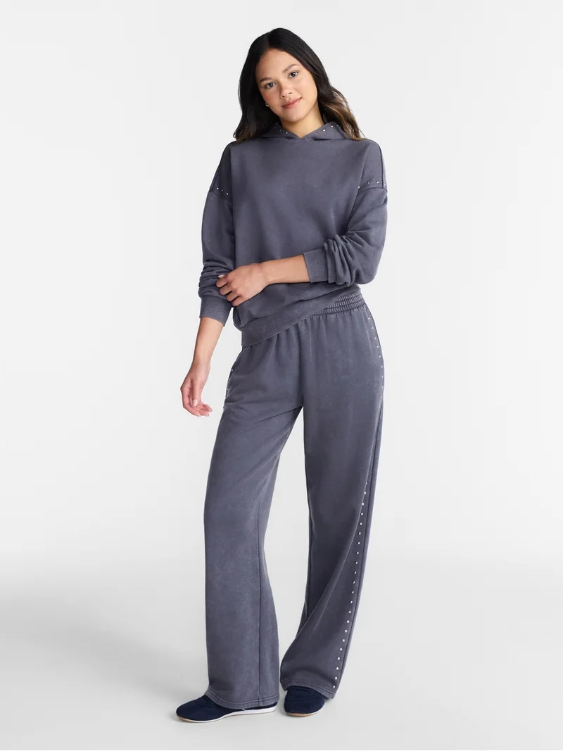 No Boundaries Mineral Wash Studded Sweatpants, 31" Inseam, Women's XXS-XXL | Walmart (US)