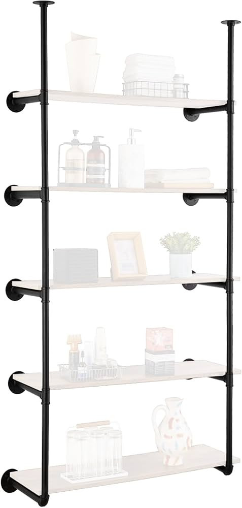 VEVOR Industrial Pipe Shelf, 5 Tier 2PCS, 9.84in Applicable Board Width Wall-Mount Floating Rusti... | Amazon (US)