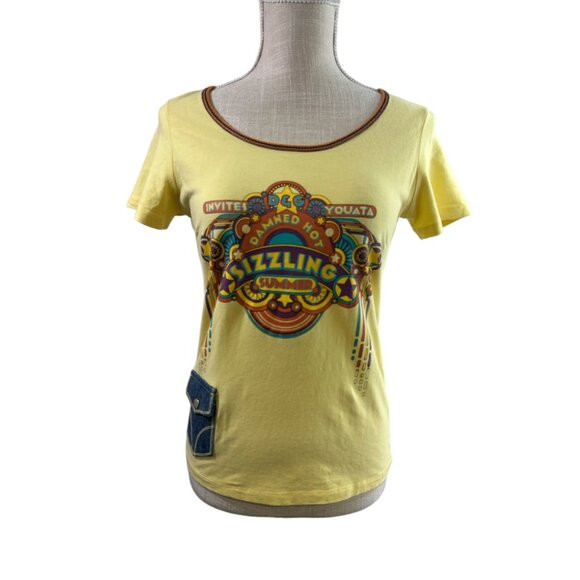 D&G Dolce & Gabbana Ittierre Graphic T Shirt Vintage Yellow Womens Sz M | Poshmark