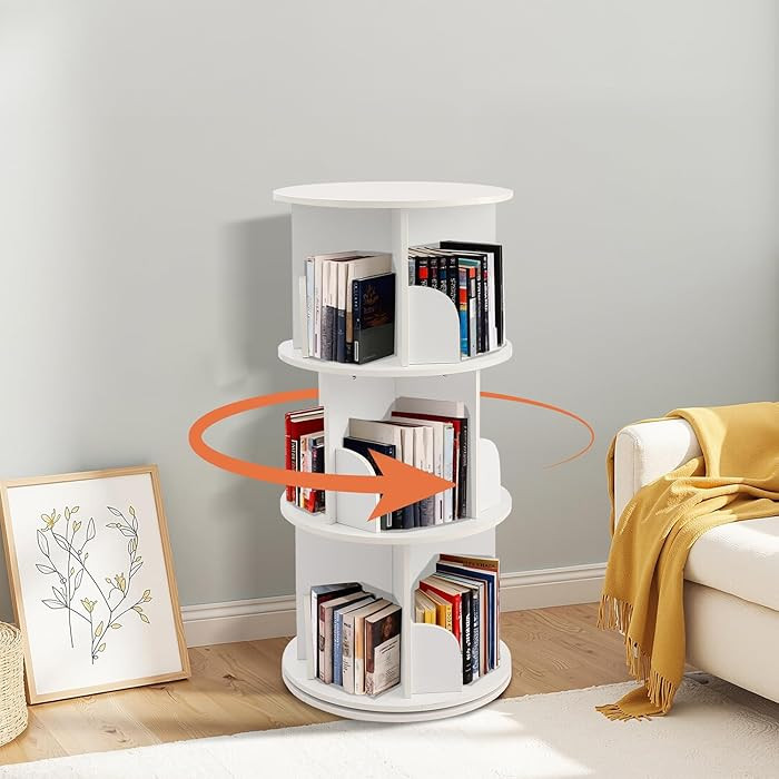 5/4/3/2-Tier Wooden Rotating Bookshelf, 360° Spinning Bookcase for Kids & Small Spaces, Corner S... | Amazon (US)