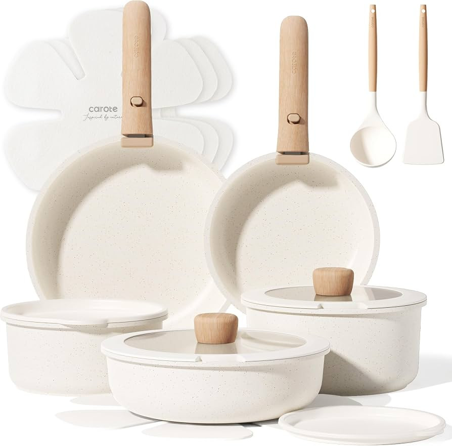 CAROTE 17pcs Pots and Pans Non Stick, Cookware Sets Detachable Handle, Induction Kitchen Pots and... | Amazon (US)