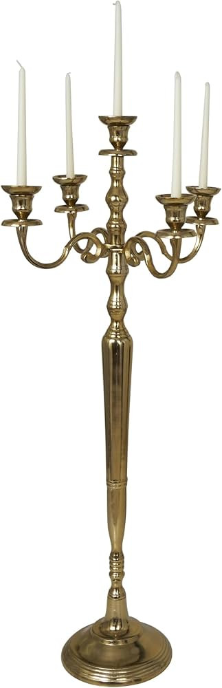 Deco 79 Aluminum Metal Tall Floor 5 Candle Candelabra, 19" x 19" x 47", Gold | Amazon (US)