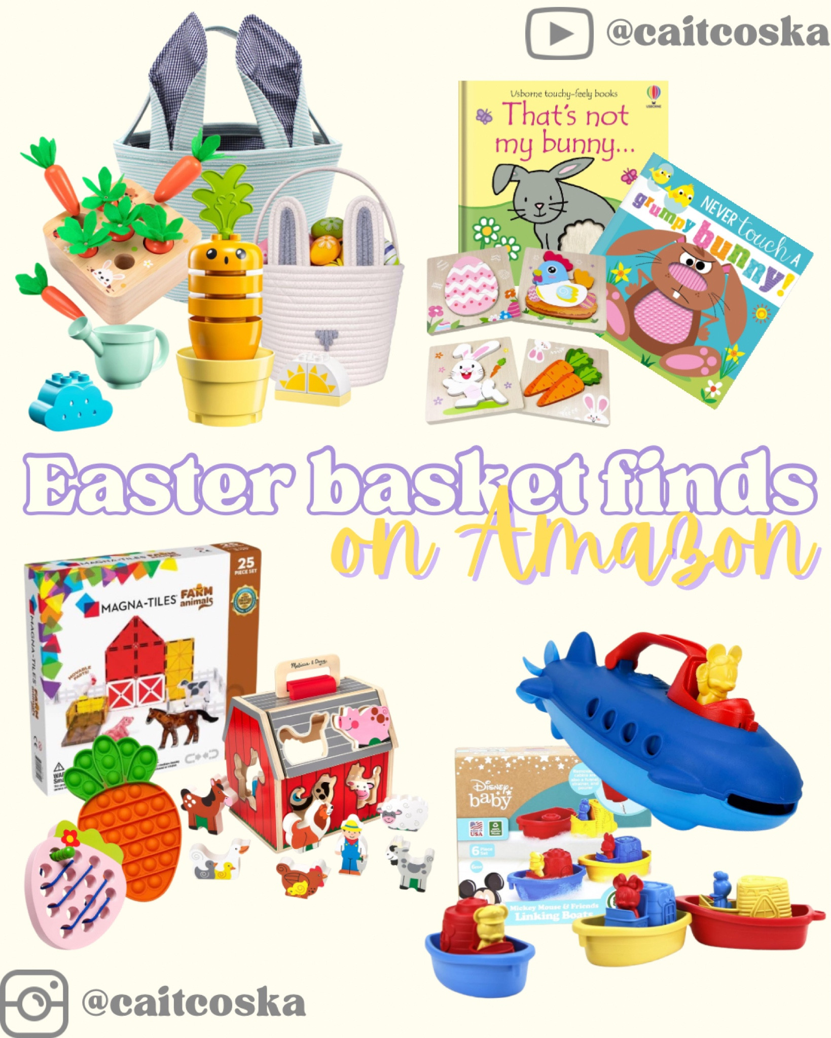 Here’s some inspiration for putting together an Easter Basket for a toddler from Amazon products. I love the mix of Montessori toys, books and bath toys! 

The books shown are favorites in our house and I absolutely love the two basket options Amazon has.   

#LTKkids #LTKbaby #LTKSpringSale