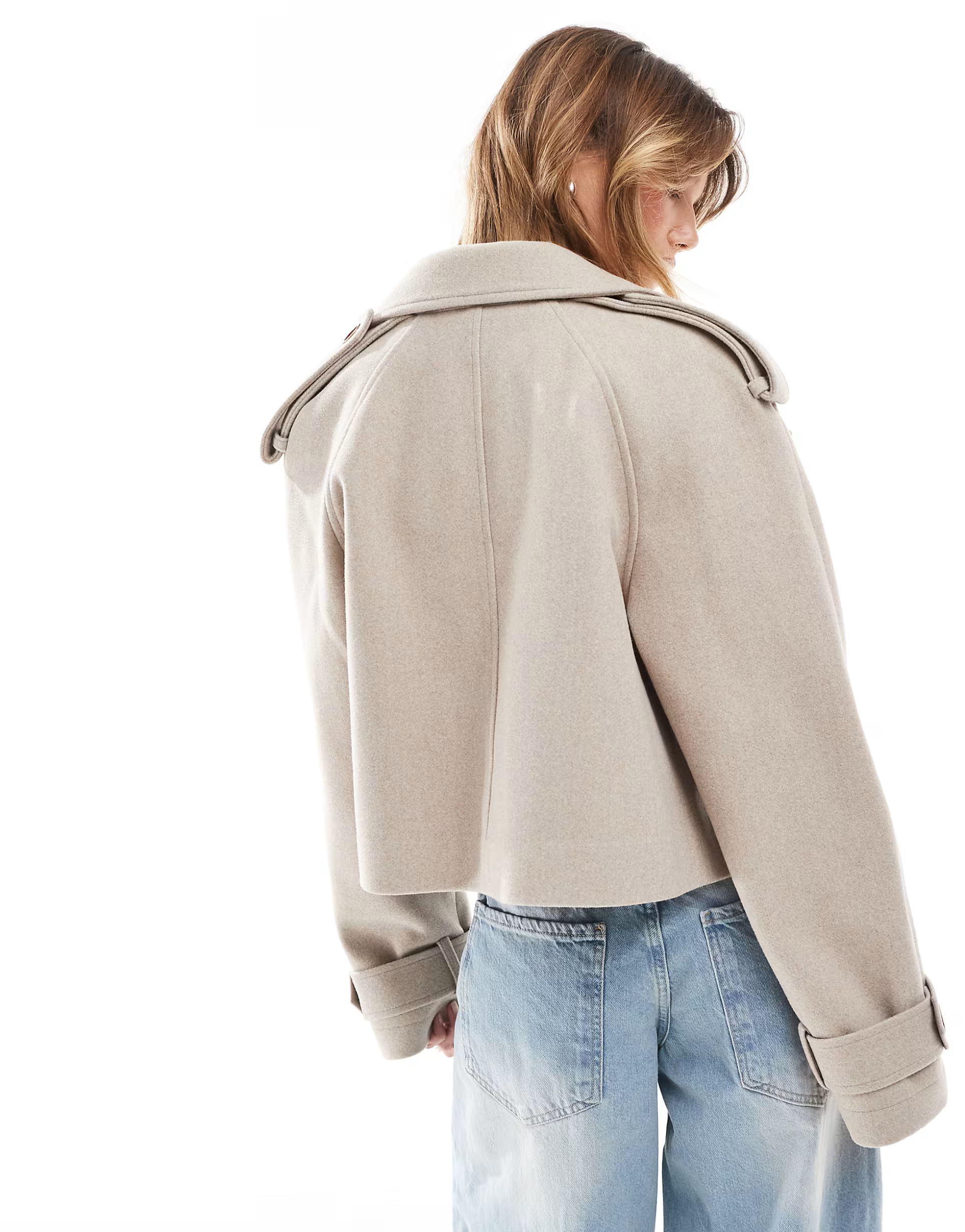 ASOS DESIGN cropped formal trench coat in oatmeal | ASOS (Global)