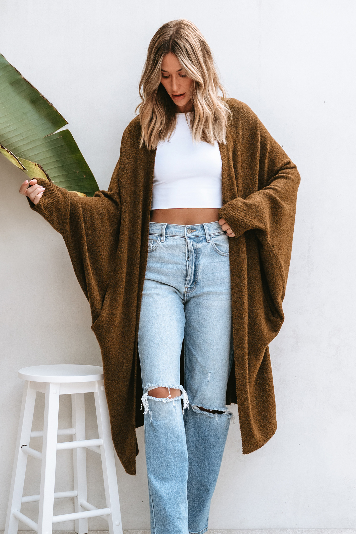 Tan Open Front Dolman Sleeve Duster Cardigan | Cupshe US