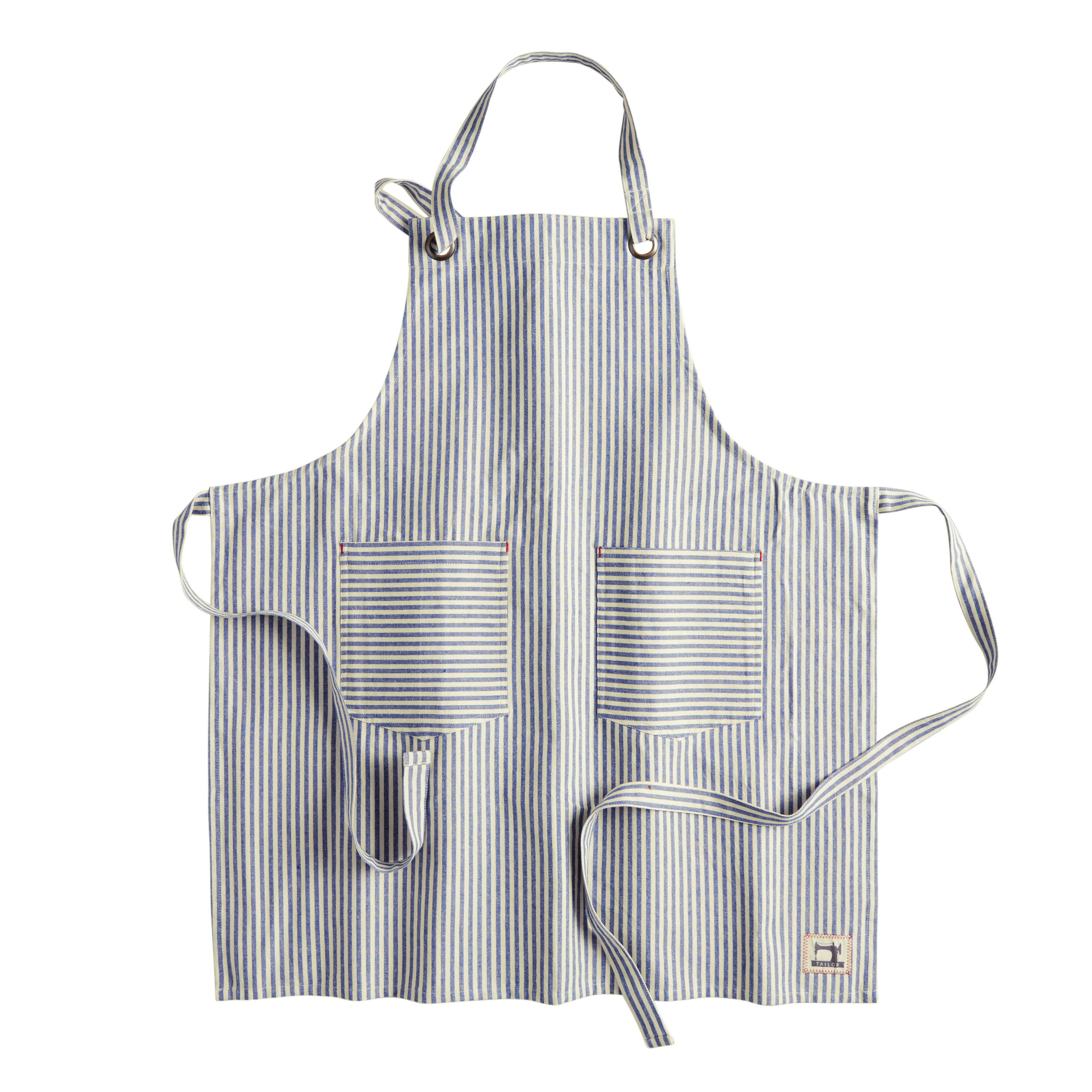 Full Length Blue and White Ticking Stripe Apron | World Market