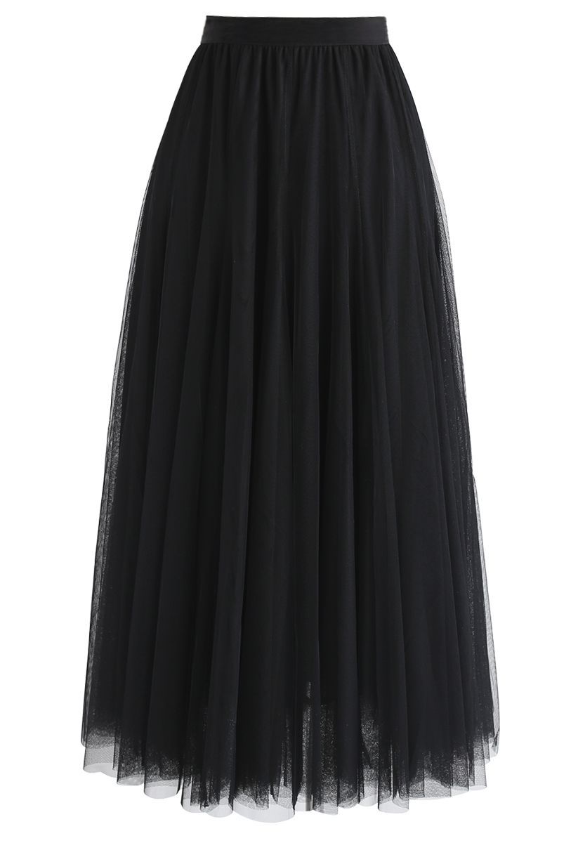 My Secret Garden Tulle Maxi Skirt in Black | Chicwish